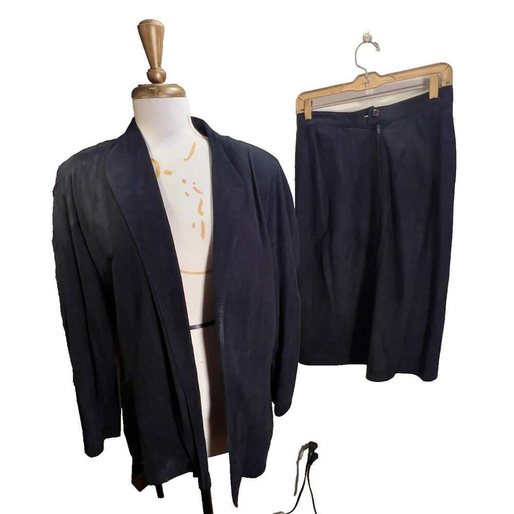 Originaux Par Pablo Leather Skirt Set Size 10 Vintage Women's Black Pencil Skirt